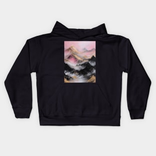 Pink and Gold Mountain Dreamscape Kids Hoodie